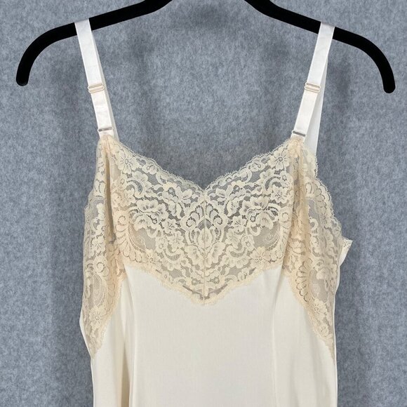 Wonder Woman Vintage Lace Trim Midi Slip Dress Size 34 Cream USA Union Made - Picture 2 of 11